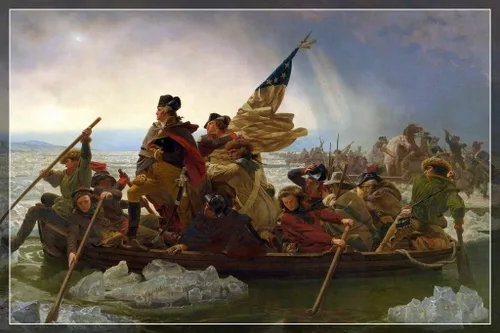 Póster laminado de Washington Crossing The Delaware de Emanuel Leutze 1851, arte de pared de borrado en seco, 16 x 24 pulgadas