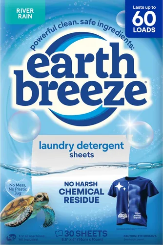 Miniatura 13 de Earth Breeze Hojas de detergente para ropa calmante lavanda, 60 cargas, sábanas ecológicas para lavandería, hojas de jabón de viaje para ciclos