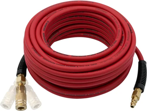 Miniatura 20 de INTERTOOL Manguera de compresor de aire 1/4-pulgada x 25 pies, ligera con acoplador rápido resistente y enchufe de servicio pesado - Resistente a