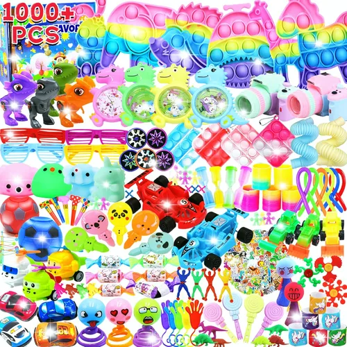Más de 1000 piezas de recuerdos de fiesta para niños, paquete de juguetes antiestrés, rellenos de calcetines de Navidad, regalo de cumpleaños, caja