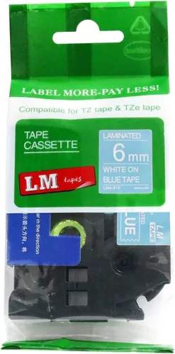 Miniatura 26 de Paquete de 1 unidad LM Tapes LMe511 Premium de 1/4 de pulgada con impresión negra en etiqueta azul compatible con Brother TZe-511 P-Touch, incluye