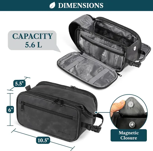 Miniatura 4 de PAVILIA Neceser para hombres y mujeres, bolsa de viaje, estuche organizador de artículos de tocador, artículos esenciales de viaje, kit de afeitado