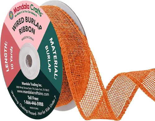Miniatura 46 de Mandala Crafts Cinta de arpillera verde con alambre para corona, cinta de arpillera con alambre verde rústico de yute natural, 1 pulgada de ancho