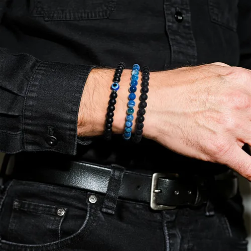 Miniatura 2 de Pulsera contra el mal de ojo de 0.236 pulgadas, pulseras de cuentas ajustables elásticas naturales
