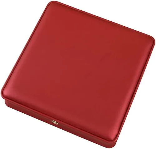 Miniatura 4 de Juego de joyas de boda Caja de cuero premium collar pendiente anillo expositor soporte de almacenamiento (rojo grande)