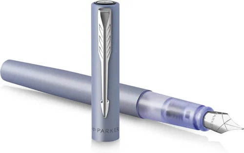 Miniatura 9 de PARKER Pluma estilográfica Vector XL Laca negra metálica sobre latón Punta mediana con recarga de tinta azul Caja de regalo
