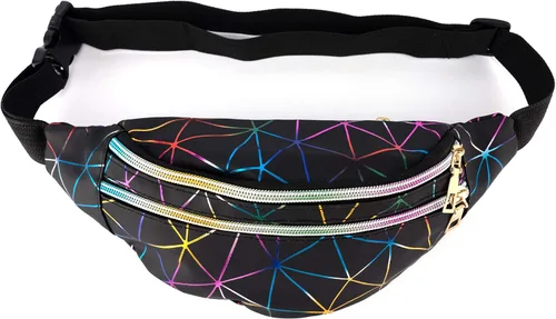 Miniatura 4 de 2 piezas holográficas negro oro azul rosa brillante plata púrpura Fanny Pack para mujeres gran linda cintura riñonera riñonera bolsa brillante