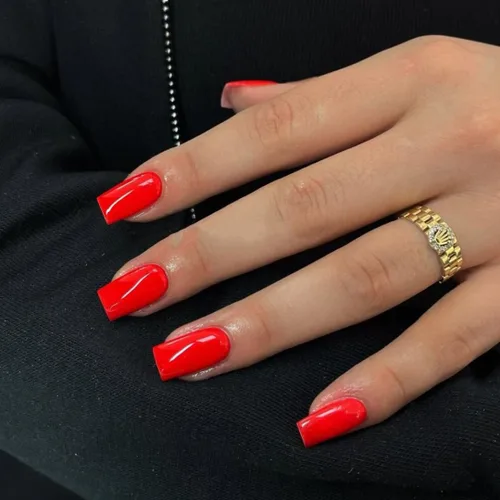 Miniatura 32 de KQueenest Uñas Postizas de Presión Azul Real Cortas Medianas Cuadradas con Pegamento, Juego de Uñas Falsas Sólidas Oscuras Cortas Ataúd Acrílicas