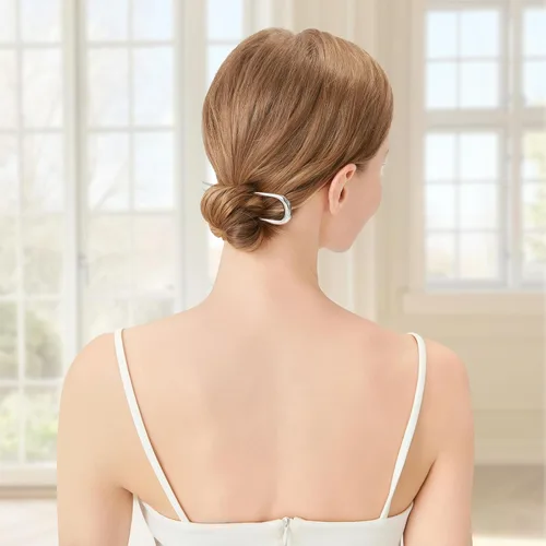 Miniatura 2 de 3 horquillas de metal francés para mujeres y niñas, horquillas para el cabello francés en forma de U para moños, accesorios elegantes para peinados