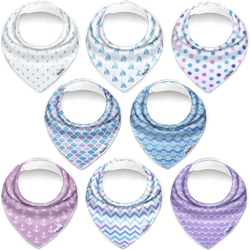 Miniatura 24 de KiddyStar Drool Bibs for Babies – Organic, Unisex, Soft Absorbent Teething Bibs with Adjustable Snaps Paquete de 10 baberos de dentición de moda
