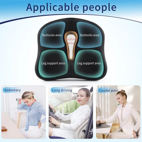 Miniatura 6 de Cojín de espuma viscoelástica para silla de asiento para aliviar el dolor de espalda, ciática, dolor de coxis, disco degenerativo, cojín ortopédico