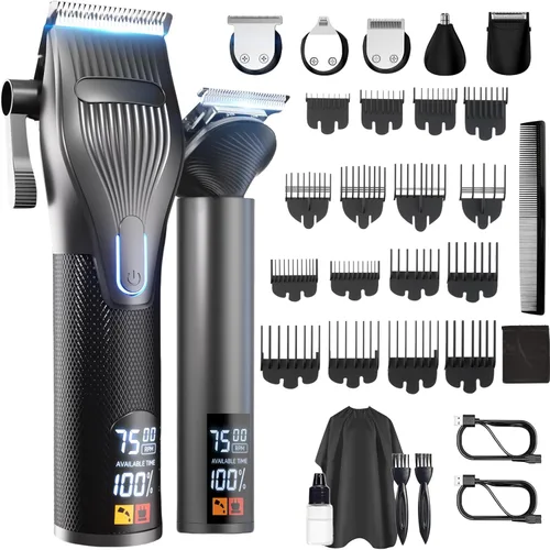Cortadora de pelo para hombres, juego profesional de corte y recortadora de cabello inalámbrica, función múltiple, kit de afeitadora eléctrica para