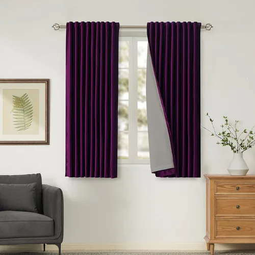 Miniatura 23 de Cortinas opacas de terciopelo dorado de 108 pulgadas para sala de estar, totalmente opacas, elegantes, 2 paneles con pestaña trasera, aislamiento