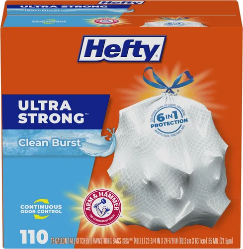 Miniatura 16 de Hefty Bolsas de basura ultra fuertes de 20 galones, bolsas de basura XL altas de 20 galones, cierre de cordón, control continuo de olores, aroma