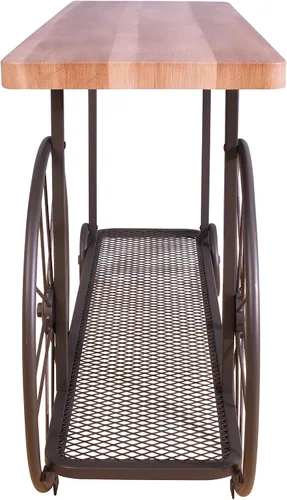 Miniatura 5 de Acme Francie - Consola rectangular de madera con estante en roble y gris antiguo