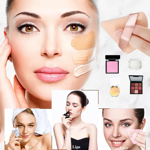 Miniatura 7 de Suclain 48 esponjas triangulares de terciopelo suave para maquillaje de rostro, esponjas triangulares para maquillaje cosmético húmedo y seco
