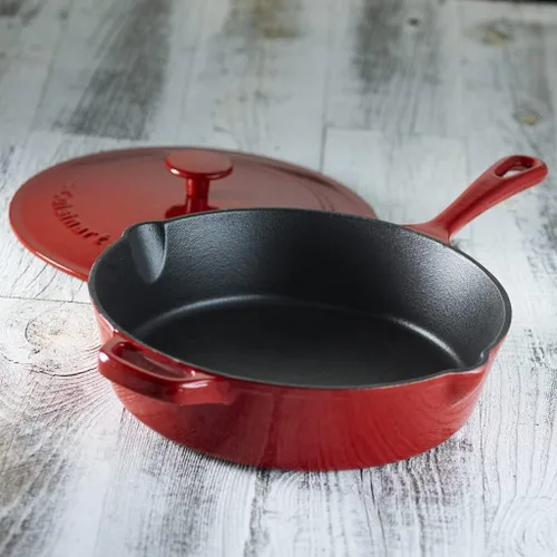 Miniatura 3 de Cuisinart Freidora de pollo de hierro fundido de 12 pulgadas con tapa, capacidad de 4.5 cuartos de galón, interior esmaltado de porcelana, apta