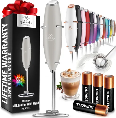 Miniatura 65 de Zulay Milk Boss Espumador de leche potente manual, hace espuma para latte, batidor para mezclar bebidas, café, miniespumador para capuchino, frappé