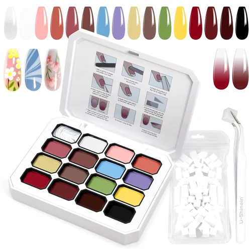 Miniatura 12 de Gel de Pintura con Degradado, 12 Colores Brillantes de Esmalte de Uñas en Gel Ombré para Uñas con Pigmento Pat Aura, Manicura Francesa DIY, Arte