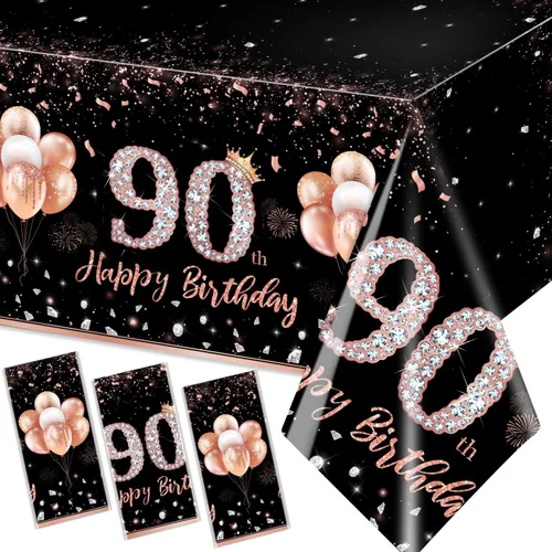 Miniatura 9 de GREHUMOR 3 manteles de fiesta de cumpleaños de 16 años para niñas, color oro rosa, suministros de fiesta de cumpleaños de 16 años, cubierta de mesa