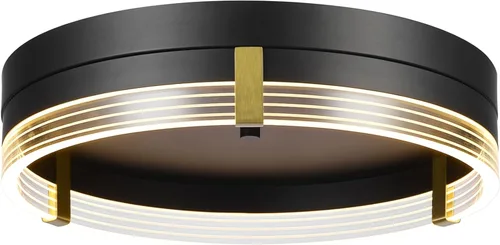 Miniatura 10 de GLOBE Electric 60309 Lámpara de techo de montaje empotrado de 2 luces, negro mate, acentos de latón antiguo, pantalla de vidrio esmerilado