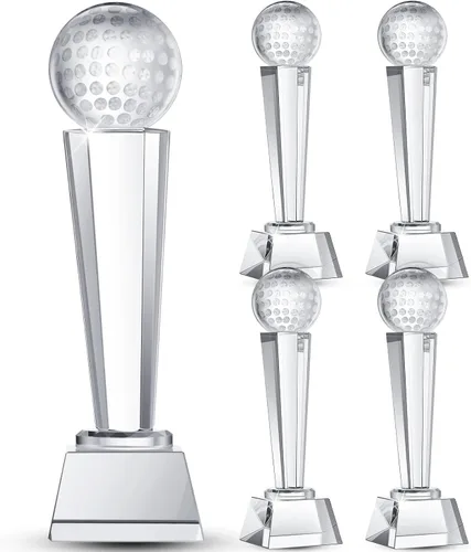 Miniatura 9 de Meooeck Trofeo de cristal con caja de regalo de 9.1 x 2.8 pulgadas, pisapapapeles para escritorio, decoración de mesa grande para torneos