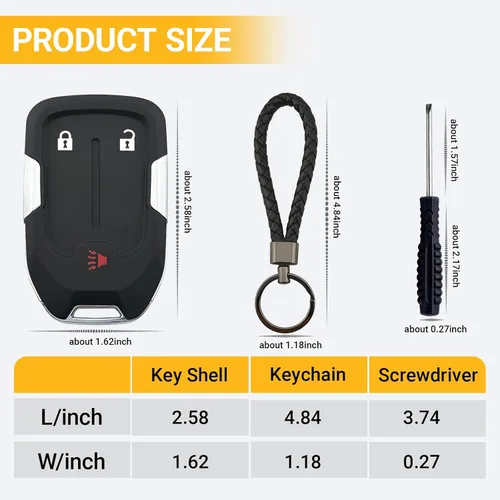Miniatura 6 de Funda de reemplazo para llavero Compatible con GMC Terrain Yukon Yukon XL Chevrolet Suburban Tahoe Control remoto de entrada sin llave Funda