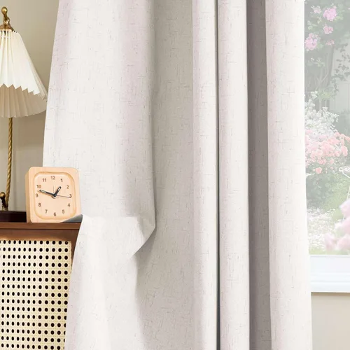 Miniatura 23 de H.VERSAILTEX - Cortina opaca 100 % de lino de 108 pulgadas de largo para dormitorio, con aislamiento térmico, lino texturizado, ahorro de energía