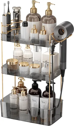 Miniatura 14 de Aveniee Organizador de mostrador de baño, estante de almacenamiento de perfume y cuidado de la piel de 2 niveles, bandeja de tocador para cosméticos