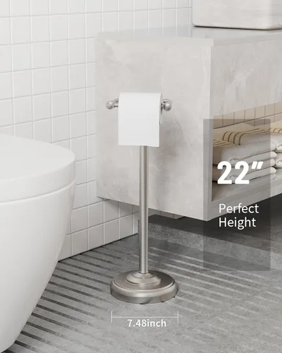 Miniatura 9 de Soporte de papel higiénico, soporte de papel higiénico de níquel cepillado, diseño pivotante y base ponderada estable de acero inoxidable SUS304