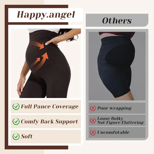 Miniatura 3 de Paquete de 2 leggings de maternidad con bolsillos sobre el vientre, pantalones negros para mujer, para entrenamiento, yoga, embarazo