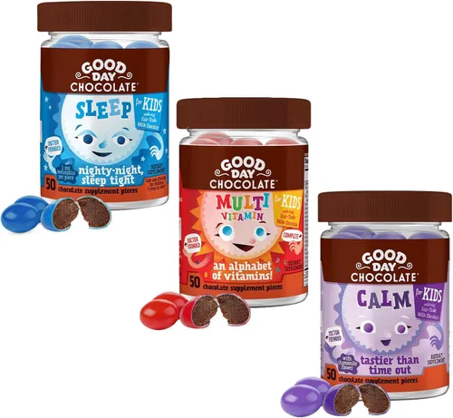 Miniatura 7 de Good Day Chocolate Multivitamínico completo para niños, suplemento diario de vitaminas A, B6, B12, C, D, E, folato y biotina, chocolate de comercio
