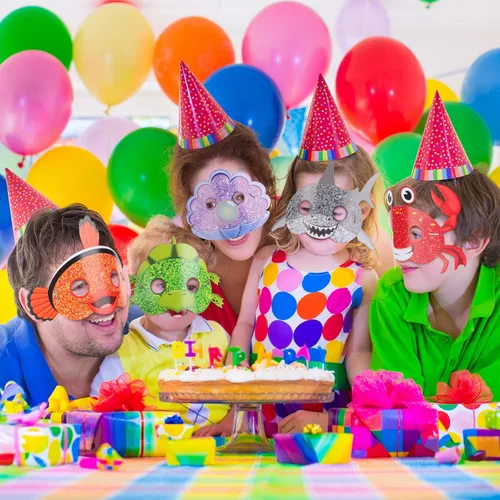 Miniatura 6 de Minatee 24 máscaras para niños bajo el mar, océano, animales, cumpleaños, divertidas máscaras para niños, suministros de fiesta bajo el mar, océano
