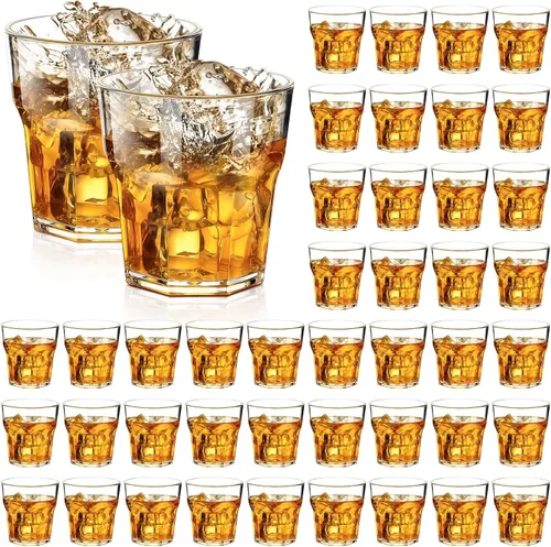 Miniatura 11 de Tioncy 50 vasos acrílicos de 4.5 onzas, vasos pequeños de whisky, vasos transparentes a granel, irrompibles, apilables, mezclados, mini tazas