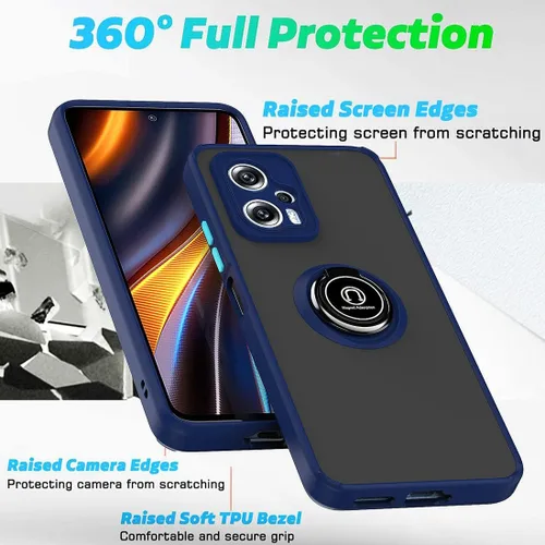 Miniatura 3 de QUIETIP Funda para Xiaomi Poco X4 GT, TPU + PC duro a prueba de golpes, anillo magnético para montaje en coche, cubierta de parachoques con 2 Negro
