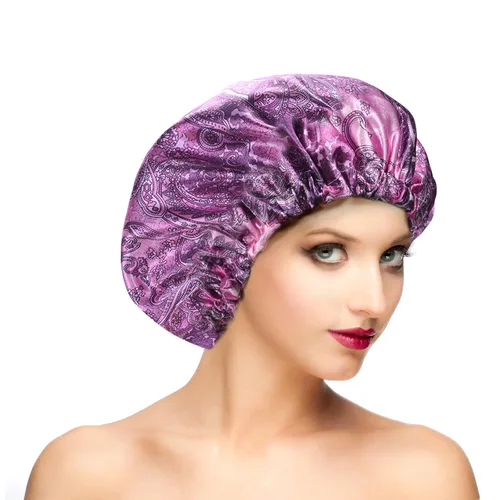 Miniatura 8 de Gorros de ducha para mujer, extra grande, ajustable, impermeable, reutilizable, gorro de ducha para mujeres y niñas, cabello largo y grueso, gorros