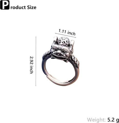Miniatura 2 de Anillo ajustable antiguo antiguo de plata de ley 925 de jade natural para mujer, Plata, Jade
