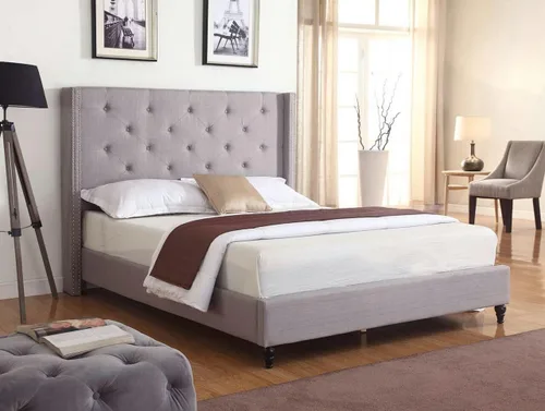 Miniatura 2 de HomeLife Cama de plataforma, Queen 2019, gris claro