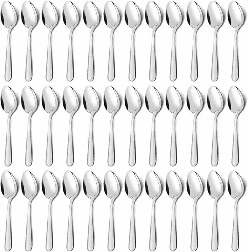 Miniatura 10 de Unokit - Juego de 24 cucharas de té – Cuchara de acero inoxidable de 6.7 pulgadas, postre, mesa, cucharas de cubiertos solo para el hogar, cocina