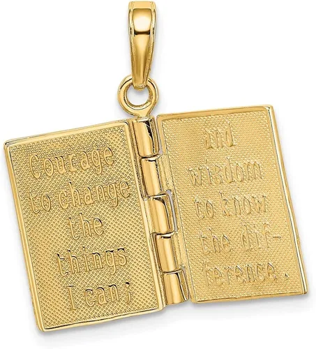 Miniatura 3 de Colgante de libro de oración de serenidad de 14 quilates, 3 D, 0.984in, 0.433in, estilo C4424