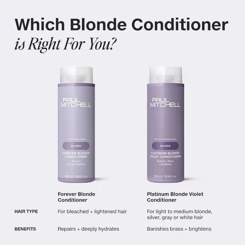 Miniatura 7 de Paul Mitchell Platinum Blonde Violet Conditioner, Banishes Brass + Brightens, Ideal for Light to Medium Blonde, Silver, Gray or White Hair