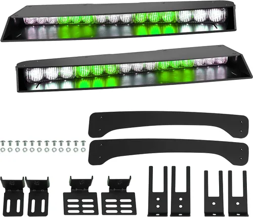 Miniatura 8 de ASPL Barra de luces para visera de 2 a 15 LED, 29 patrones de destello, interior superior de parabrisas, montaje dividido, luz estroboscópica