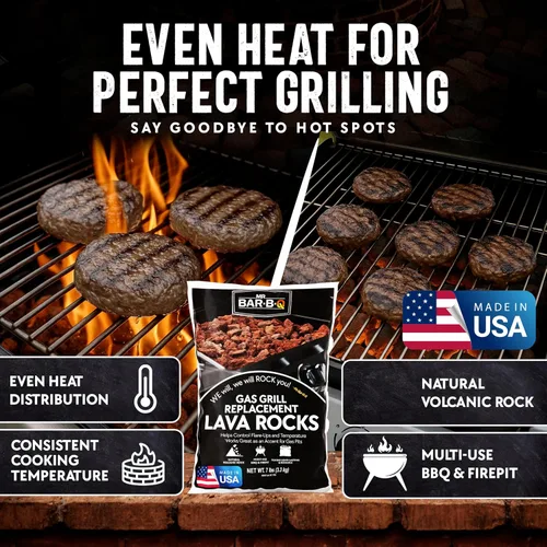 Miniatura 2 de FryOilSaver Co. - Rocas de lava volcánica natural de 7 libras para fogatas de gas y parrilla, piedras para chimeneas de propano en interiores
