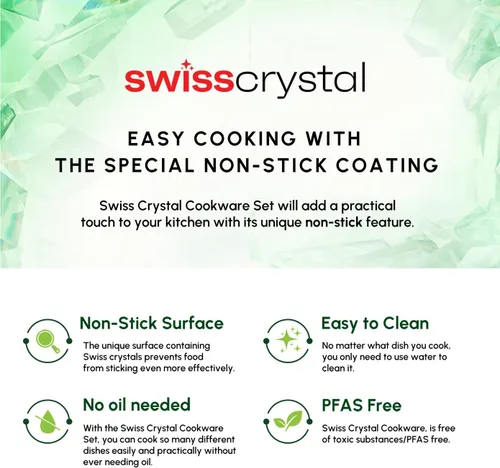 Miniatura 4 de Karaca Swiss Crystal Almond - Juego de utensilios de cocina antiadherentes de 7 piezas, ollas y sartenes compatibles con inducción, revestimiento