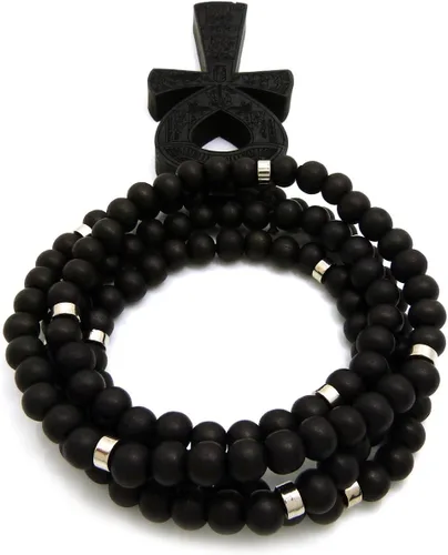 Miniatura 7 de Fashion 21 Colgante Egipto Key of Life Ankh de 0.315in, 36 pulgadas, collar de cuentas de madera en tono negro, marrón, Madera, N A