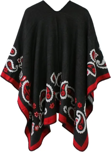 Miniatura 117 de Urban CoCo Poncho de colores para mujer, chal con frente abierto, color en bloques
