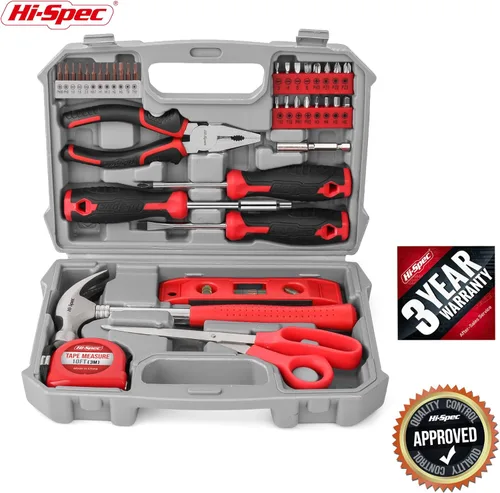 Miniatura 7 de Hi-Spec Juego de herramientas, kit de herramientas para el hogar rojo y juego de herramientas de inicio para el hogar y la oficina, caja