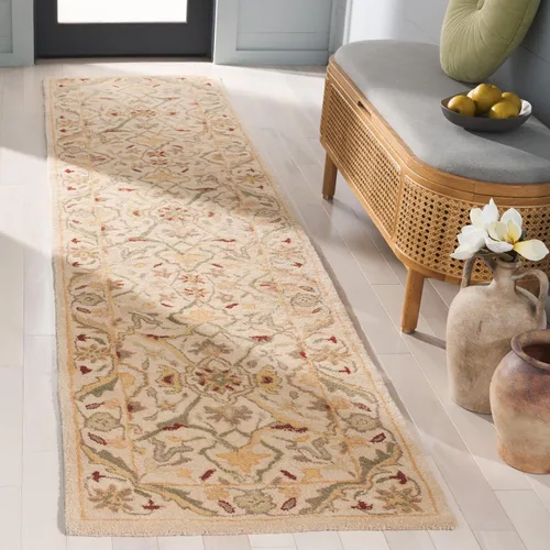 SAFAVIEH - Colección Antigüedad, alfombra para corredor, 2 pies 3 pulgadas x 10 pies, color marfil, lana oriental tradicional hecha a mano, ideal