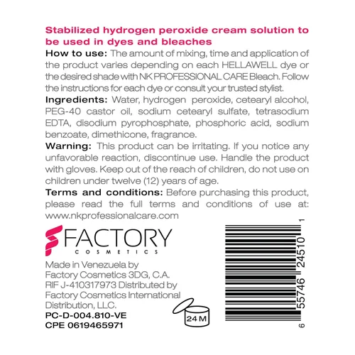 Miniatura 2 de NK Professional Care OXY ACTIVE Crema Oxigenada Activadora. Desarrollador de peróxido en crema. Complemento ideal para tintes y blanqueadores. Vol