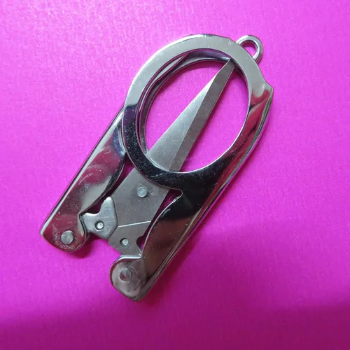 Miniatura 7 de Ouyatoyu 12 piezas de acero inoxidable plegable bolsillo portátil plegable mini tijeras de viaje pequeñas tijeras de hilo de papel tijeras cortador